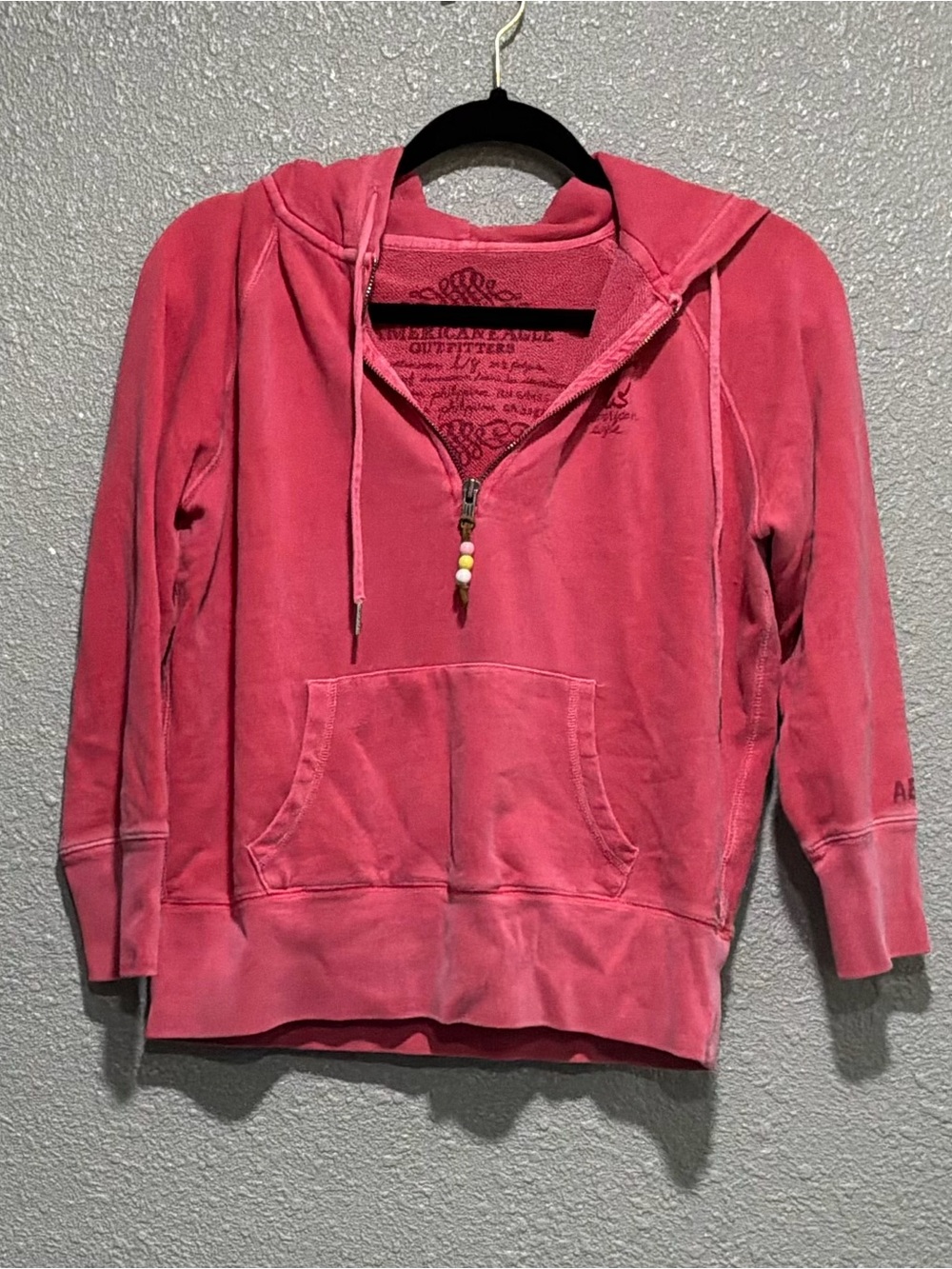 American Eagle Outfitters Pink Half-Zip Hoodie Pullover